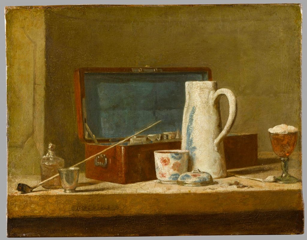 Лувр «Les choses »: Жан Батист Симеон Шарден, Трубки и сосуд для питья, также известный как Ла Табажи. Предоставлено пресс-службой Лувра