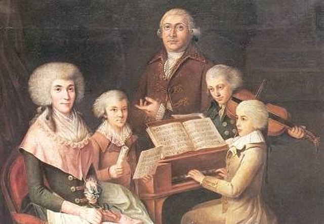 Anonymous painter of the French School. Mozart and Linley 1770. Wikimedia commons